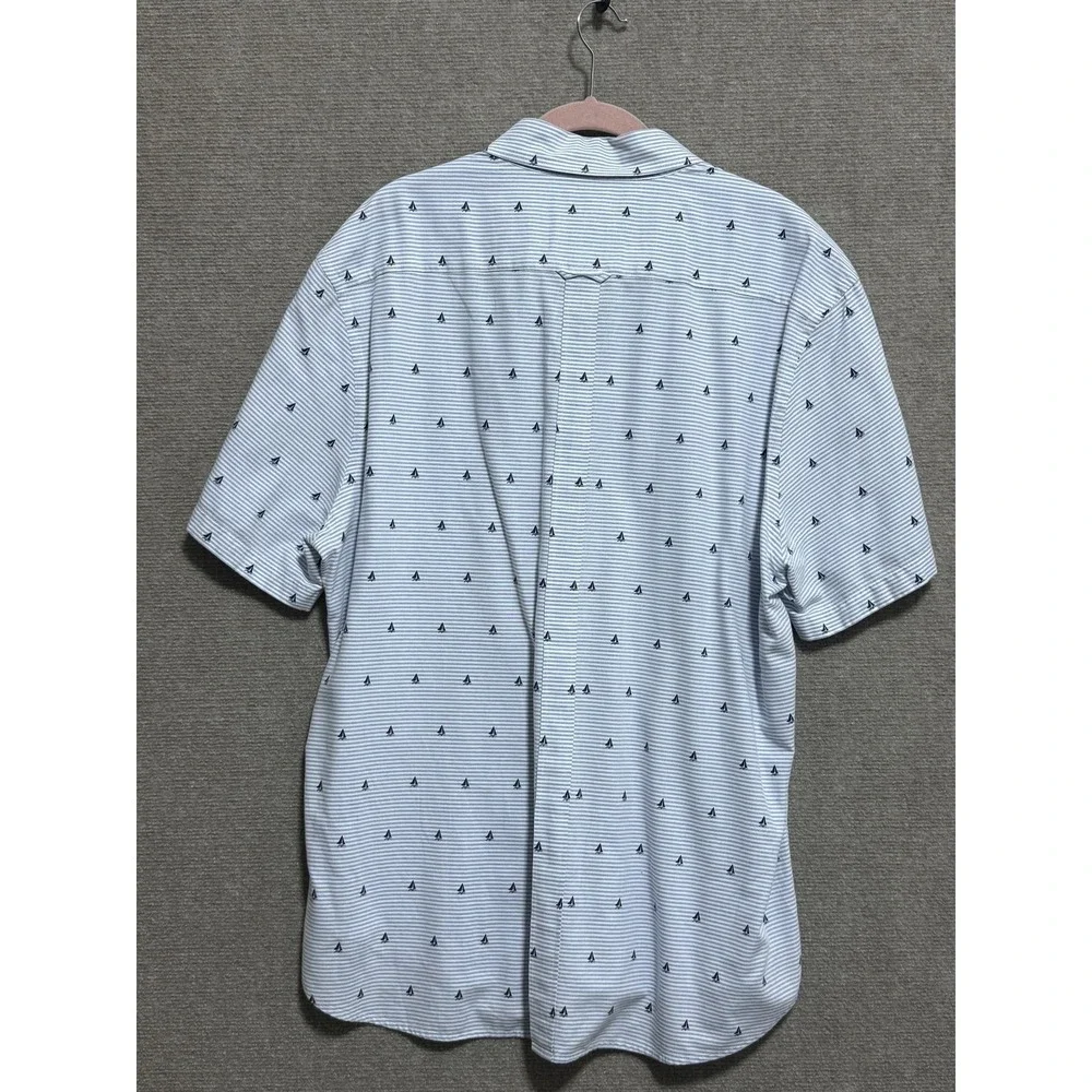 Jos A Bank 1905 Shirt Mens XL Blue White Striped Sailboat‎ Tailored Fit Cotton